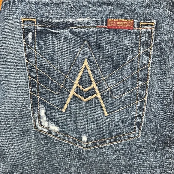 7 For All Mankind A Pocket Bootcut Blue Straight Jeans Size 34 - Picture 3 of 12